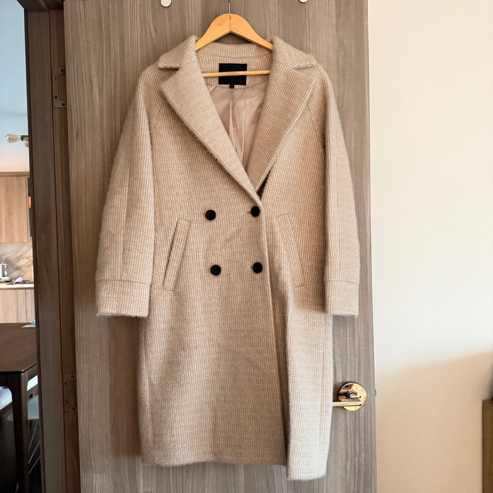 Maje Cream Double-Breasted Coat